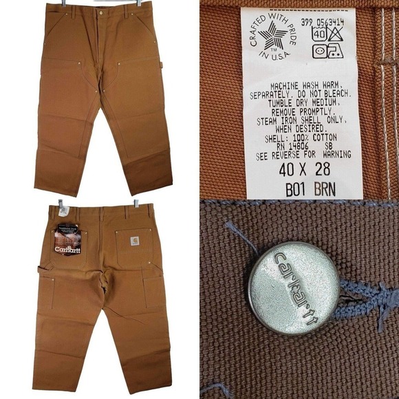 Carhartt Vintage Pants Mens 40x28 Traditional Duck Work Double Knee Cargo New - Picture 1 of 13
